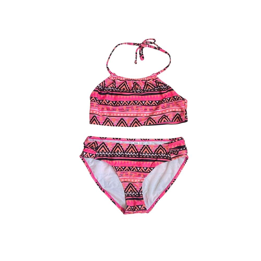 NWT Joe Boxer 2-Piece Girls Orange Multi Print Swimsuit Swimwear Size 16